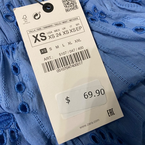 Zara Blue Eyelet Maxi Skirt NWT - Picture 3 of 3